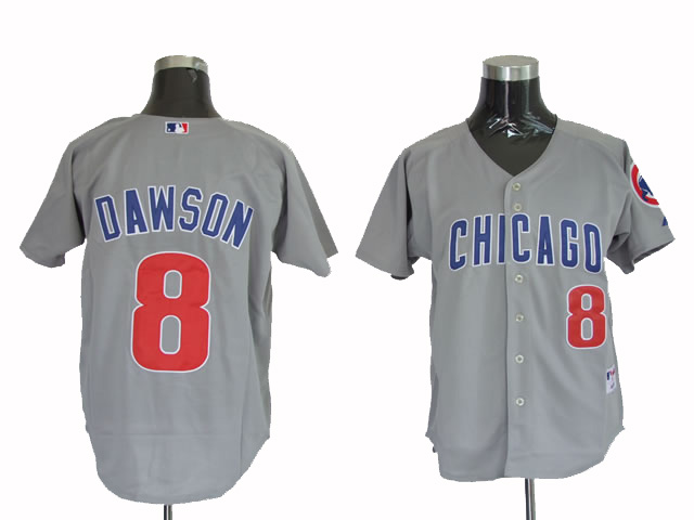Mitchell and Ness Cubs #8 Andre Dawson Stitched Grey Throwback MLB Jersey